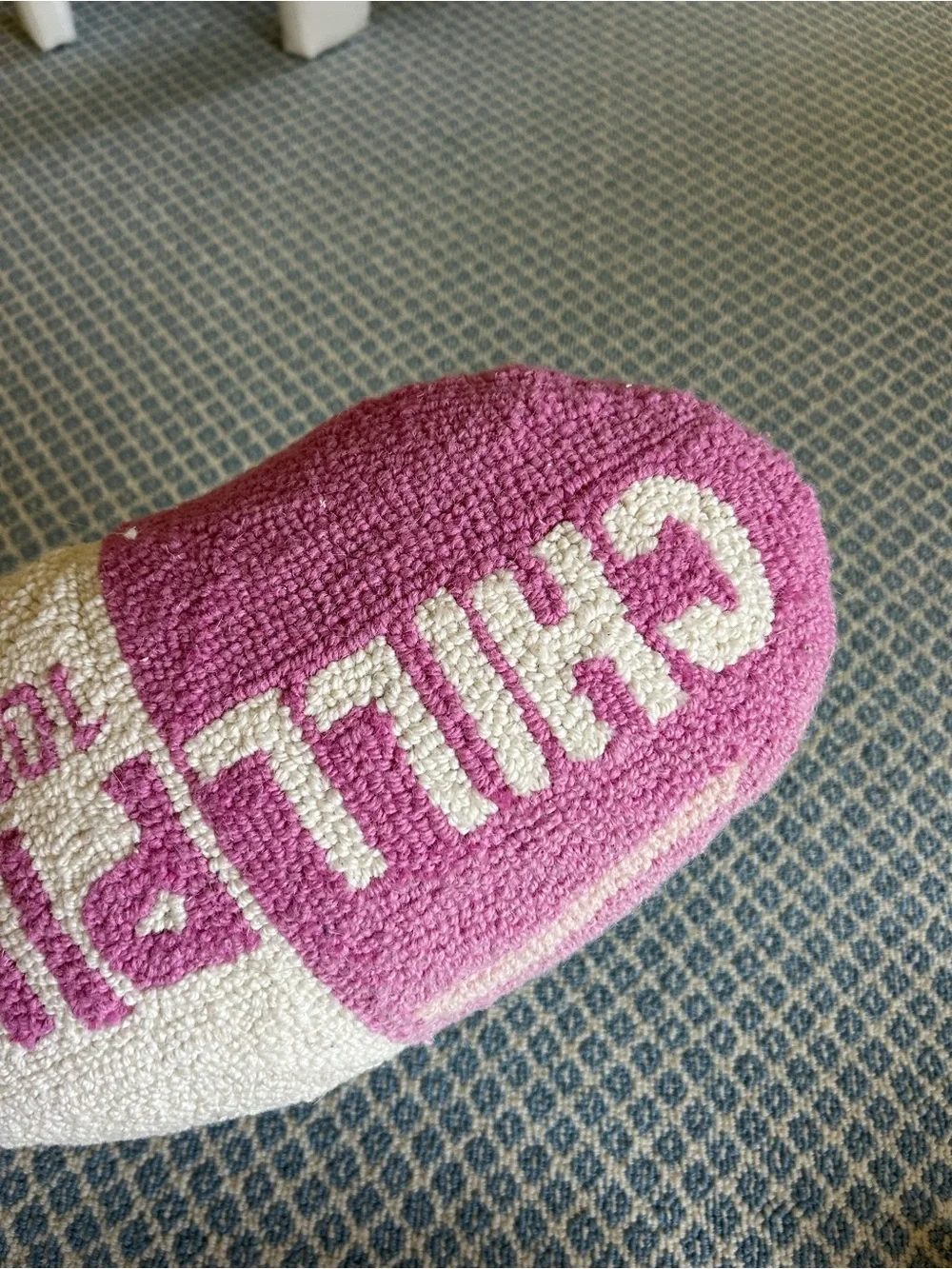 CHILL PILL 100mg Pink and White Accent Pillow